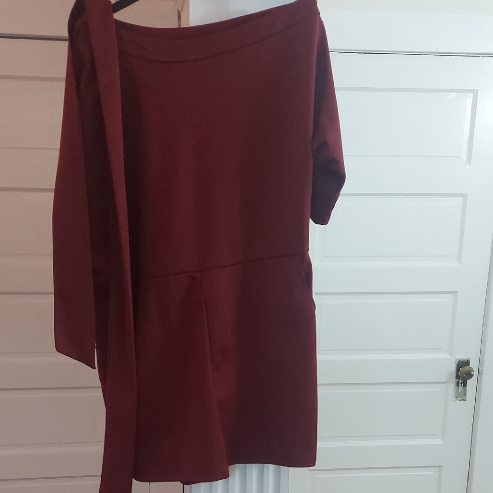 Chic One Shoulder Burgundy Jumpsuit